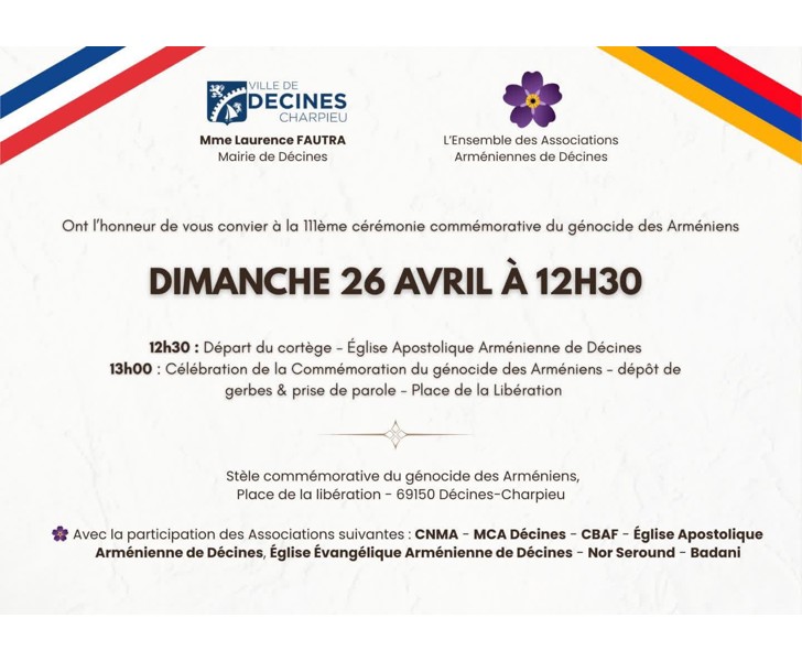 111ème cérémonie commémorative du génocide des Arméniens