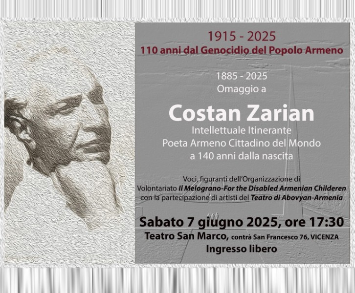 140th anniversary of the birth of Armenian poet Costan Zarian
