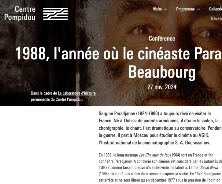 1988, l'année où le cinéaste Paradjanov vient à Beaubourg