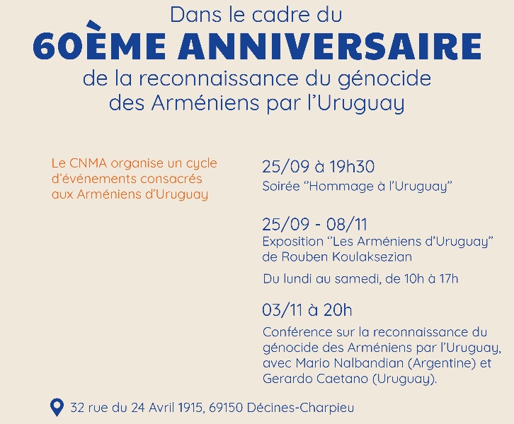 60ème anniversaire de la reconnaissance du génocide des Arméniens par l’Uruguay
