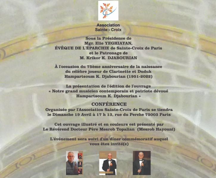 75e anniversaire de la naissance du célèbre joueur de clarinette et duduk Hampartsoum K. Djabourian (1951-2022)