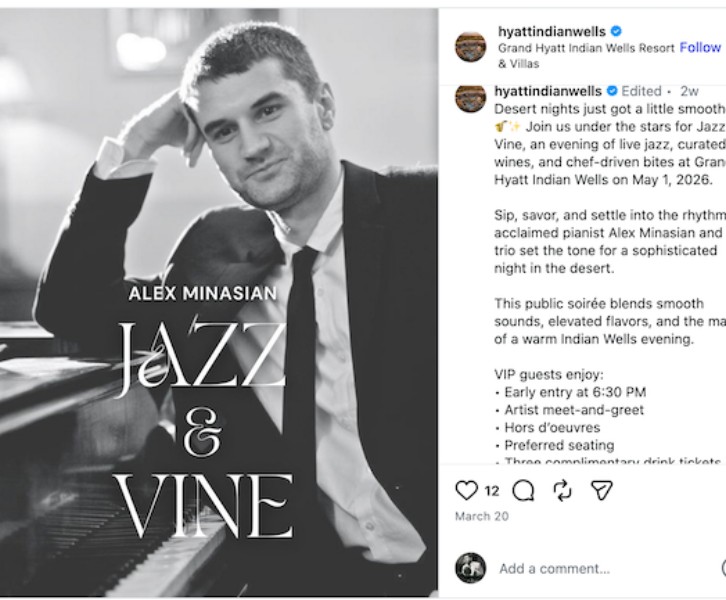 Alex Minasian Trio Live at the Grand Hyatt-Indian Wells CA