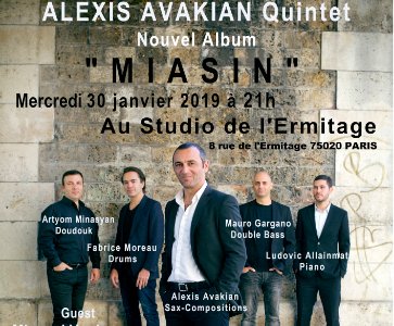 Alexis Avakian Quintet + Miqayel Voskanyan sortie de l'abum "Miasin" au Studion de l'Ermitage Paris
