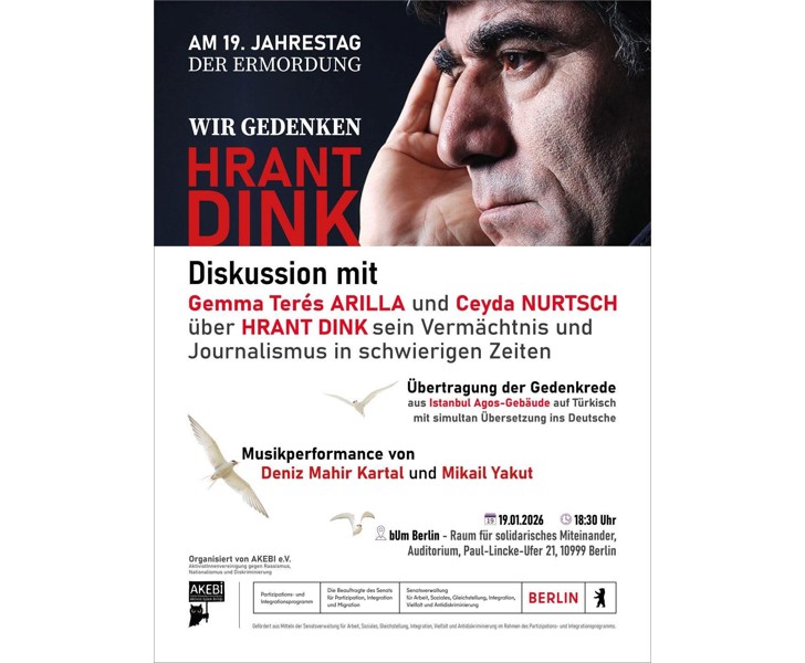 Am 19. Jahrestag der Ermordung - Wir gedenken Hrant Dink