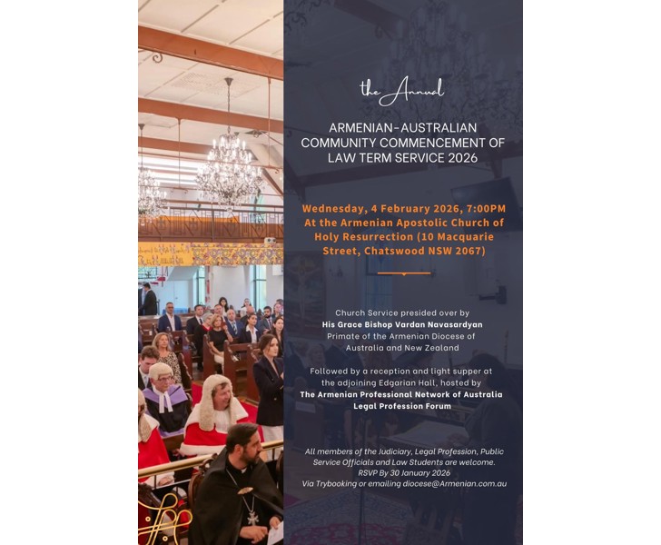 Armenian-Australian Community Commencement of Law Term Service 2026
