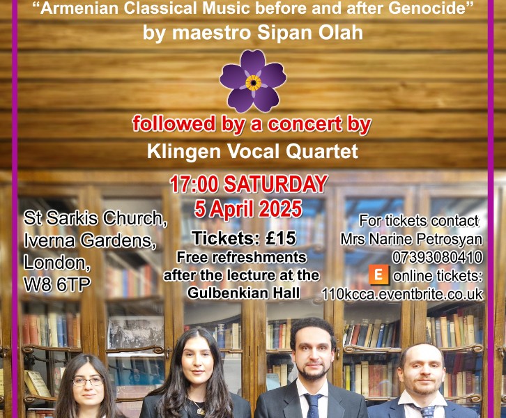 'Armenian Classical Music before & after the Genocide' lecture & concert in London