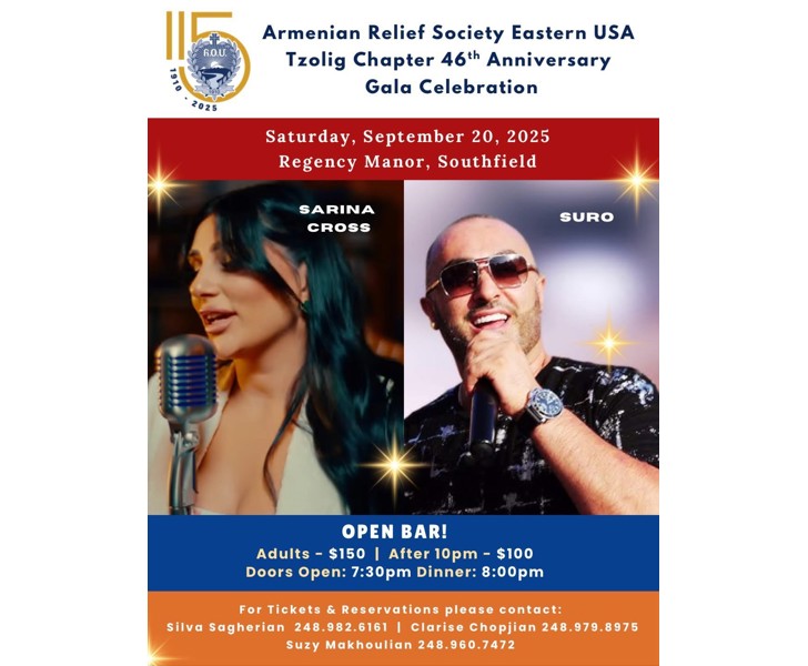 Armenian Relief Society Eastern USA Tzolig Chapter 46th Anniversary Gala Celebration