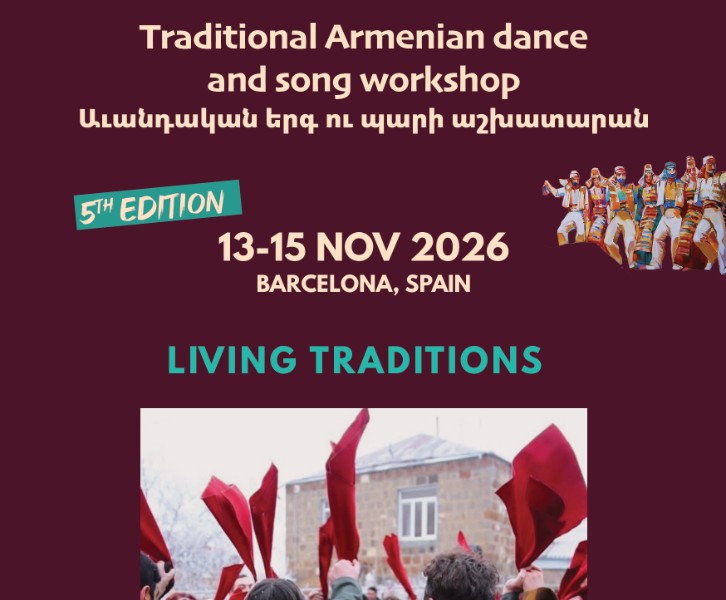 Armenian traditional folk dance and song workshop  13-15 November, 2026 - Barcelona, Spain