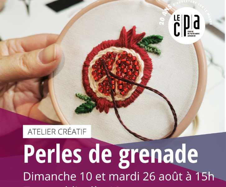 Atelier brodeire - perles de grenade