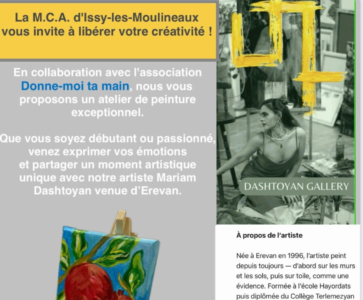 Atelier de peinture exceptionnel avec l’association « Donne-moi ta main » et l'artiste Mariam Dashtoyan d’Erevan