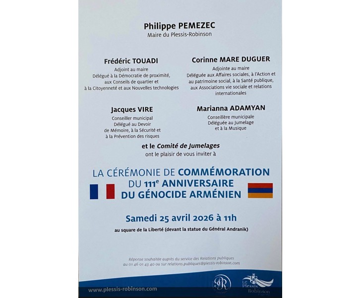 Cérémonie de commémoration du 111e anniversaire du Génocide arménien