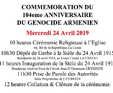 Commémoration du 104ème anniversaire du Génocide des Arméniens