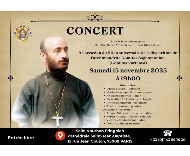 Concert à l'occasion du 90e anniversaire de la disparition de l'archimandrite Komitas Soghomonian