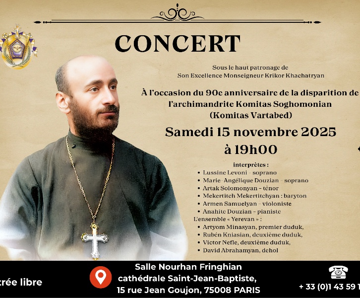 Concert commémoratif à l'occasion du 90e anniversaire de la disparition de l’archimandrite Komitas Soghomonian (Komitas Vartabed) 