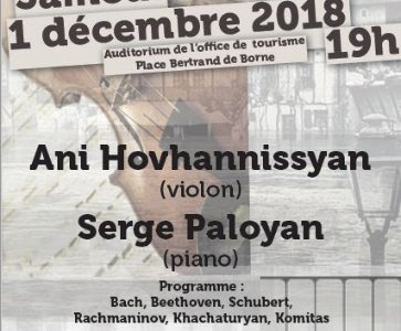 Concert de musique classique avec la violonniste Ani Hovhannissyan et le pianiste Serge Paloyan