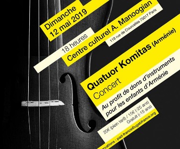 Concert exceptionnel du Quatuor Komitas à Paris au Centre Culturel Alex Manoogian