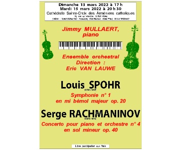 Concert symphonique de l'Ensemble orchestral Eric Van Lauwe, avec Jimmy Mullaert, piano.