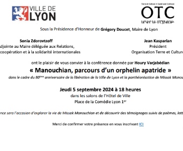 Conférence par Houry Varjabédian: " Manouchian, parcours d'un orphelin apatride "