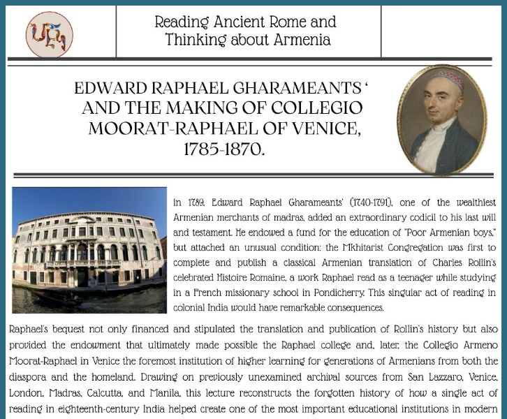 Edward Raphael Gharameants’ and the making of Collegio Moorat Raphael of Venice