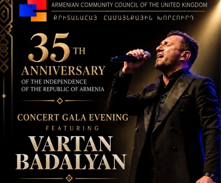 Gala Concert Dinner to celebrate the 35th Anniversary of Armenia's Independence with singer Vartan Badalyan from Armenia