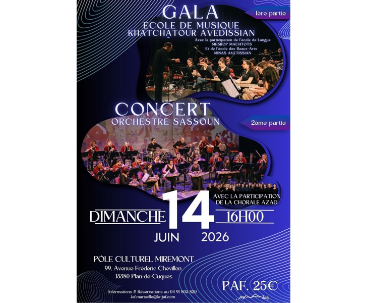 Gala École de Musique Khatchatour Avedissian & Concert Orchestre Sassoun