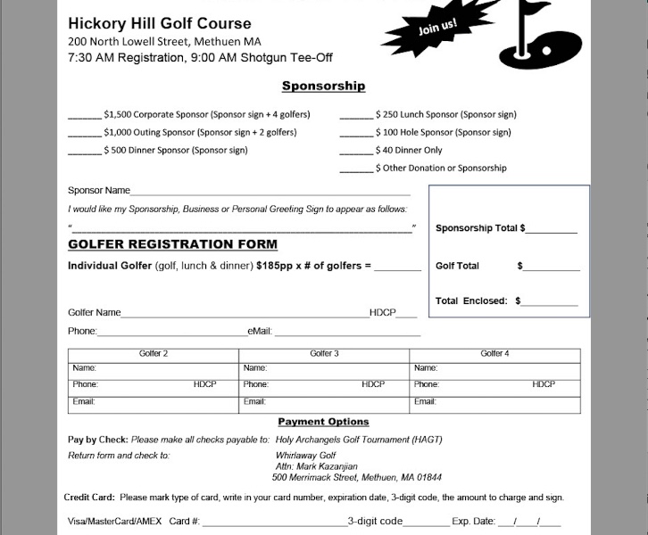 Holy Archangels Annual Golf Tournament