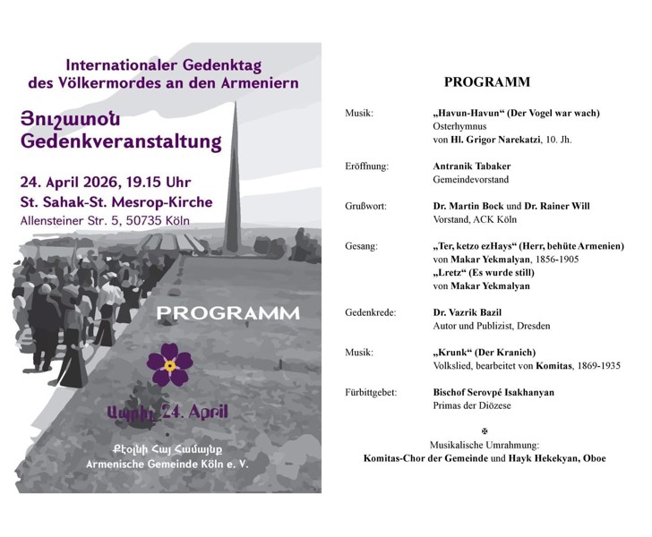 Internationaler Gedenktag des Völkermordes an den Armeniern