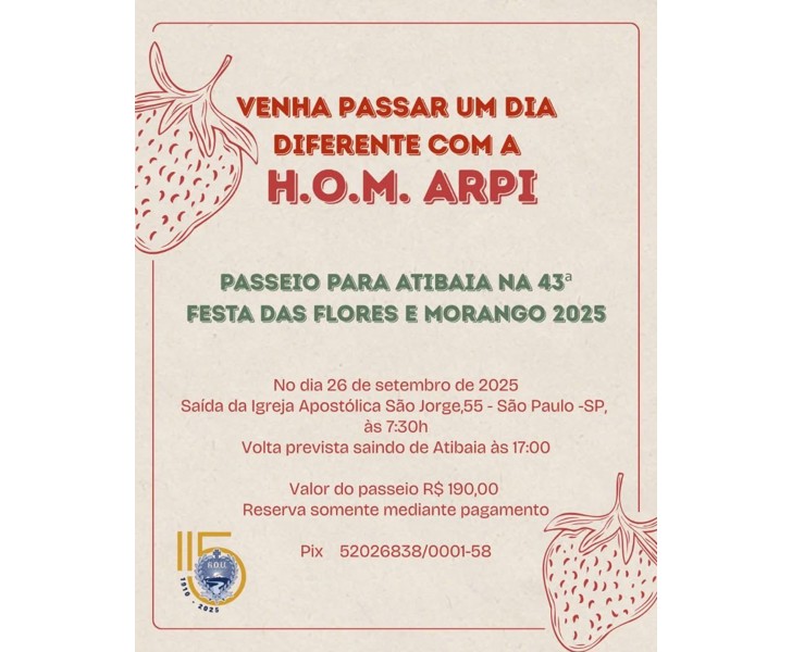 Passeio para Atibaia na 43ª Festa das Flores e Morango 2025