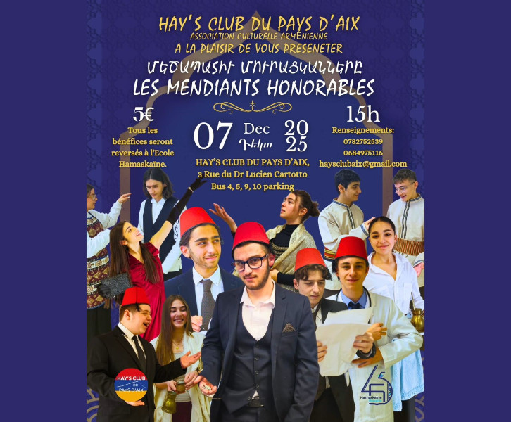 Le Hays Club du Pays d’Aix a le plaisir de vous présenter la pièce de théâtre “Les mendiants honorables” jouée par les lycéens de l’école Hamaskaïne