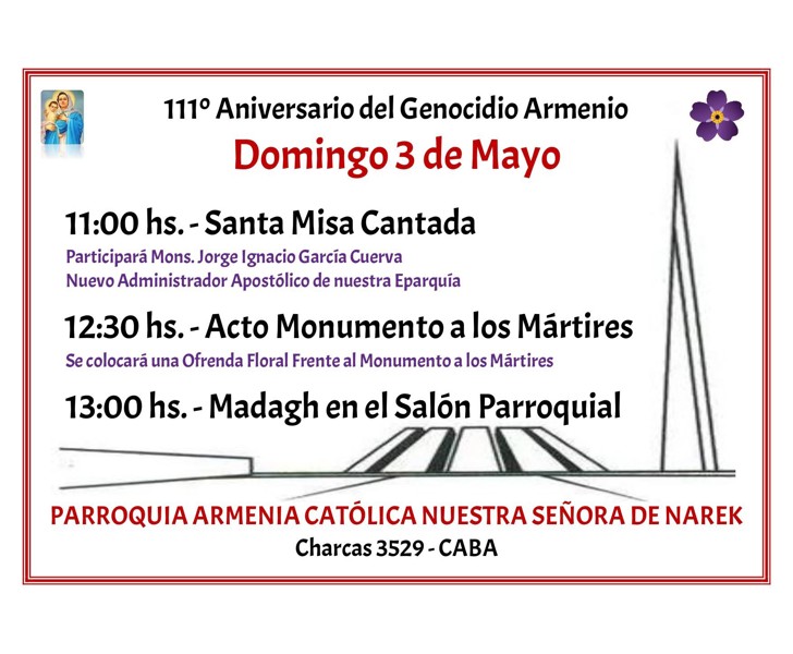111º Aniversario del Genocidio Armenio