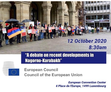 Manifestation - during the debate of EU Foreign Affairs Council on Nagorno-Karabakh