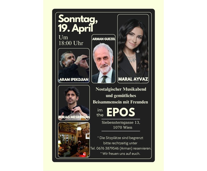 Nostalgischer Musikabend mit Aram Ipekdjian, Arman Guezel, Maral Ayvaz & Burag Mesrobian