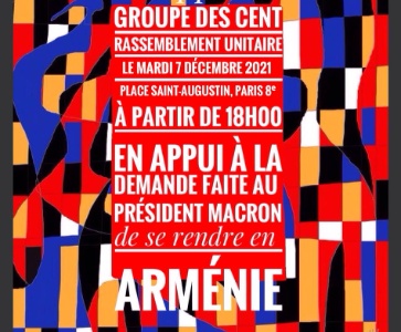 Rassemblement à l'Elysée en appui à la demande faite au Président Macron de se rendre en Arménie
