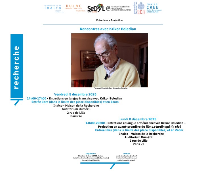 Rencontres avec Krikor Beledian : lundi 8 décembre 2025