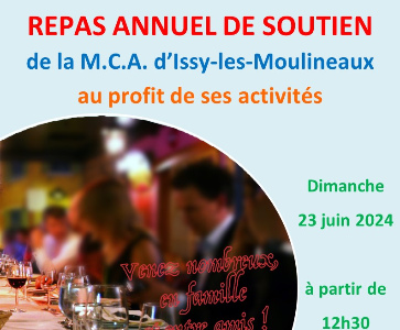 Repas annuel de soutien de la M.C.A. d’Issy-les-Moulineaux