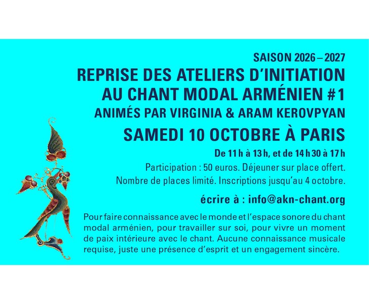 Reprise des ateliers d'initiation au chant modal arménien #1