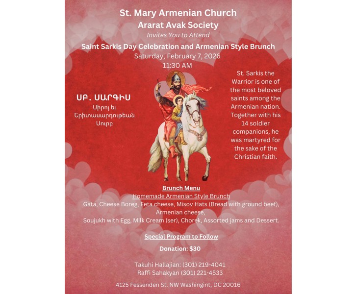 Saint Sarkis Day Celebration and Armenian Style Brunch