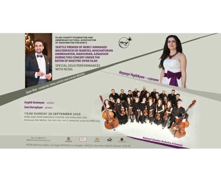 Seattle Premier of Newly Arranged Masterpieces by Komitas, Khachaturian, Amirkhanyan, Mansurian, Aznavour