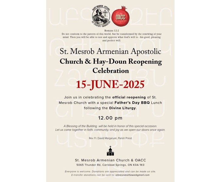 St. Mesrob Armenian Apostolic Church & Hay-Doun Reopening Celebration