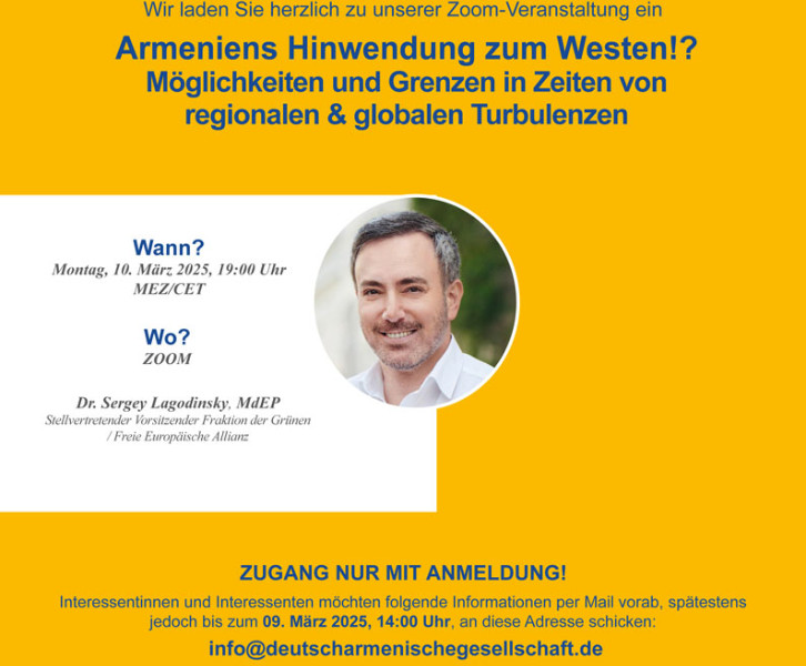 Zoom-Talk 'Armeniens Hinwendung zum Westen!? Möglichkeiten und Grenzen in Zeiten von regionalen & globalen Turbulenzen'